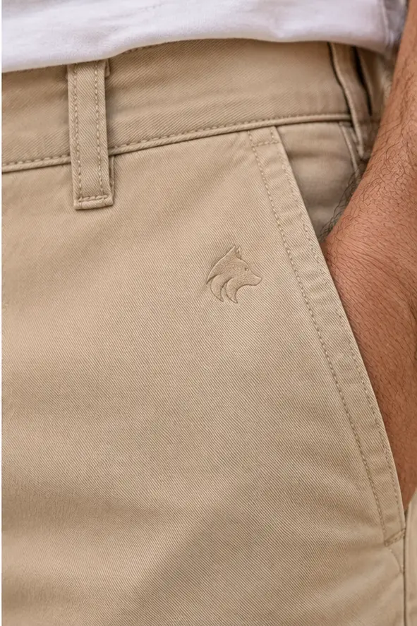 Bermuda chino Laurent Richard, areia, detalhe