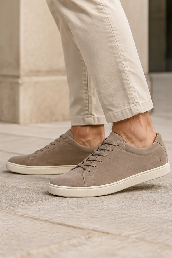 Casual Laurent Richard, taupe, em uso